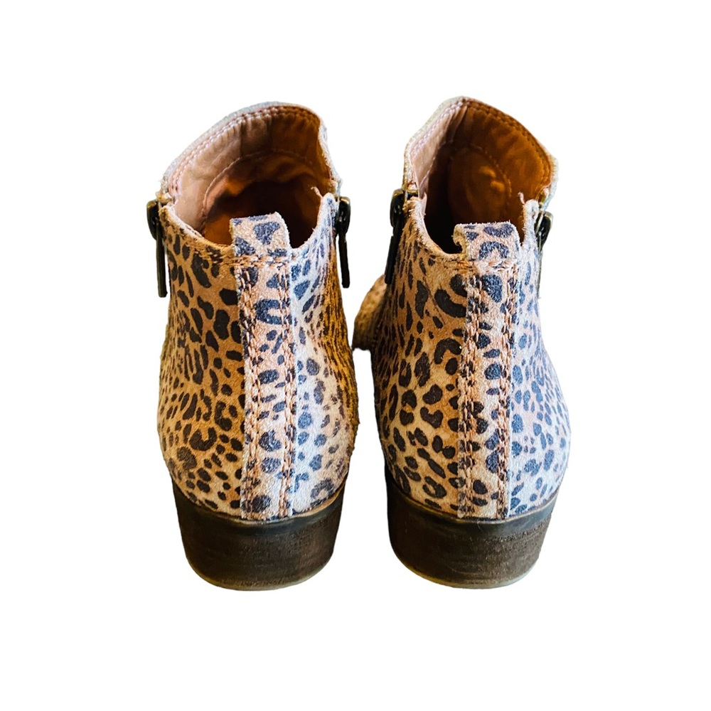 Lucky Brand Basel Suede Leather Leopard Print Zip Ankle Boots Booties - Picture 4 of 10